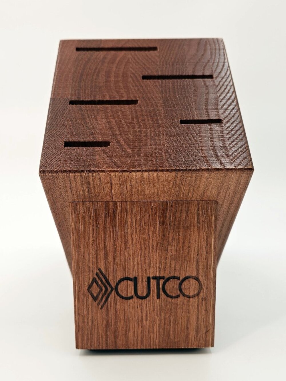 CUTCO 5 Slot Gourmet Oak Wood Knife Block Cherry Stain Finish- "Like New" Unused